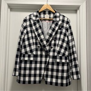 Court & Rowe Womens Black White Blazer 16W Business Career Classic Buffalo Check